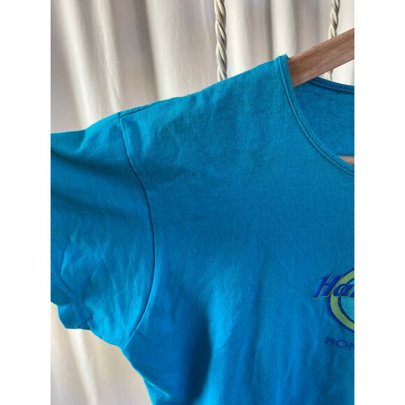 Hard Rock Cafe Shirt Vintage Graphic Retro Tee Honolulu |Teal Cotton Size Med - Picture 4 of 5
